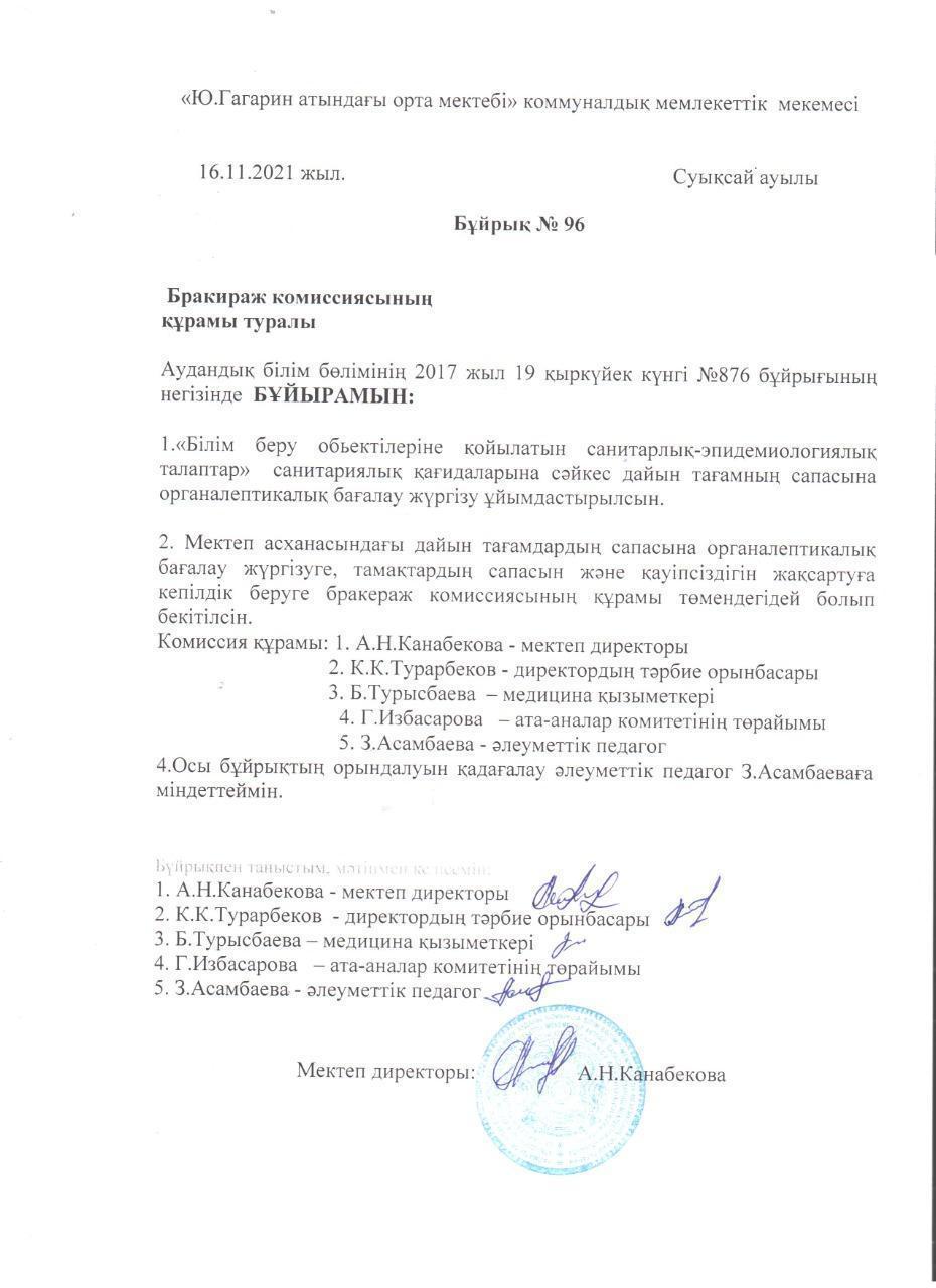 Ыстық тамақ бұйрық,тізім